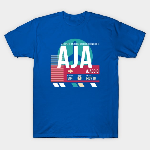 Ajaccio, Corsica (AJA) Airport Code Baggage Tag E T-Shirt by SLAG_Creative